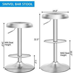 Modern Swivel Bar <b>Stool</b> with <b>Adjustable</b> <b>Height</b> and Footrest for Any Home or Commercial Bar - Product Image 3
