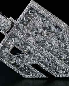 Colgante de Moissanita de Lujo con Forma de Escudo, Plata 925, Corte Brillante, Engaste de Canal, Estilo Hiphop, Colgantes Temáticos para Fiestas, Unisex - Product Image 3