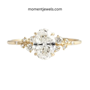 Anillo de Compromiso de Plata de Ley 925 con Circonita de Corte Ovalado, Anillo de Boda Chapado en Oro para Mujer - Product Image 1