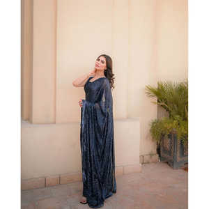 Sari bordado de secuencia de diseñador para ropa de fiesta en vestidos de carrera - Product Image 2