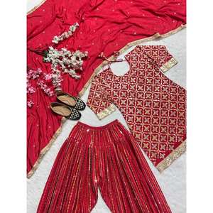 Designer <b>Indian</b> & <b>Pakistani</b> <b>Clothing</b> Party Wear Top Patiala Salwar Dupatta - Product Image 5