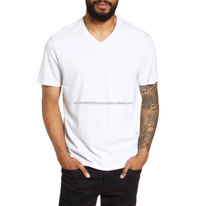 T-shirts pour hommes à col en V ajustés, T-shirt à manches courtes pour hommes à col en V de haute qualité, col en V 100% coton, T-shirts pour hommes - Product Image 6