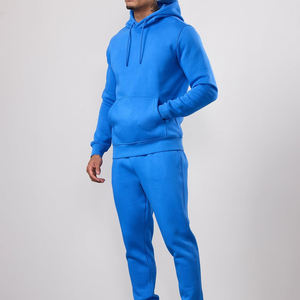 Conjunto Deportivo Informal para Hombre, con Capucha, Color Azul Sólido, Manga Larga, Transpirable, con Bolsillos Laterales, para Otoño - Product Image 1