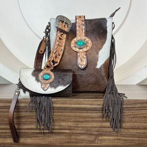 ชุดคอมโบกระเป๋าถือหนังวัวแท้พร้อมสายคล้องมือสำหรับผู้หญิงโลโก้ตามสั่งใหม่ - Product Image 3