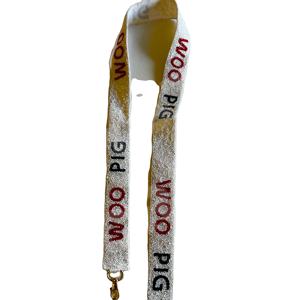 WOO Sangles de sac de perles de rocaille en or blanc blanc personnalisées 'Hook Em Horns' Accessoire à la mode Sangle de sac à main perlée - Product Image 1