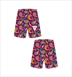 กางเกงขาสั้นบอร์ดลาย Paisley สำหรับผู้ชายเอวยางยืดลำลองยาวสั้นระบายอากาศได้ดีผ้าทอ - Product Image 1