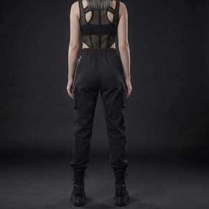 Women's High Waist Cargo Pants Loose Fit Full Length Solid Color With Pockets <b>Drawstring</b> Closure Streetwear Autumn Wear - Product Image 2