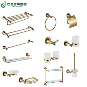 DEEPSS Factory Directly <strong>Sales</strong> Towel Rack Robe Hook Paper Holder <strong>Toilet</strong> Brushed Towel Shelf <strong>Gold</strong> Zinc Alloy Bathroom Accessories - Product Image 1