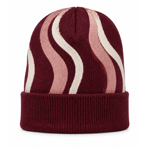 <b>Top</b> selling Wavy Stripe Knit Beanie Hat Maroon Pink Cream Swirl Pattern Cuffed Winter Warm <b>Skull</b> Cap Unisex Fashion Knit - Product Image 1