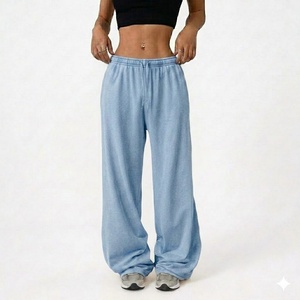 Pantalon décontracté uni coupe droite, confortable, écologique, respirant, séchage rapide, imperméable, en polaire, avec cordon de serrage, pour l'été, coupe évasée - Product Image 4