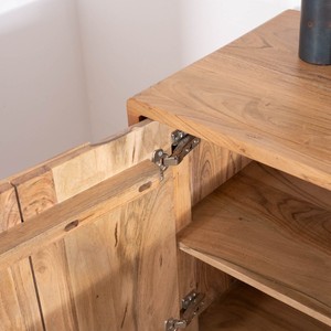 Vandana Autumn Mark 3-door <b>sideboard</b> with acacia wood Puzzle pattern inset fronts - Product Image 3