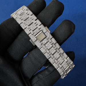 Montre BOJ A.P White Stick VVS Diamonds Luxueuse en Verre et Acier Inoxydable 20mm Entièrement Sertie de Moissanite Mouvement Automatique Double 41 MM - Product Image 6