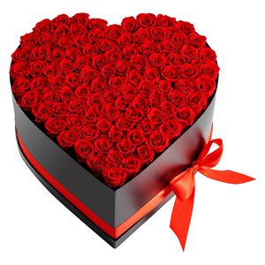 Rose Eterne: Confezione a Cuore con 100 Rose Stabilizzate - Bouquet Immortale per Compleanno, Regalo Eterno per Donne e Mogli - Product Image 1