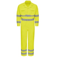 Combinaison de travail haute visibilité pour hommes, uniforme de sécurité en polyester, manches longues, jaune avec bandes réfléchissantes