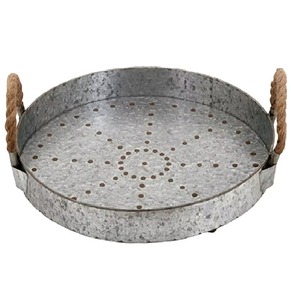Plateau de service en métal galvanisé robuste, idéal pour le petit-déjeuner, le brunch et les collations, magnifiquement conçu par KRAFT WORLD. - Product Image 6