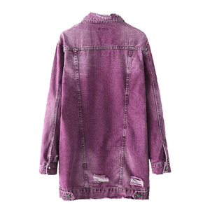 Chaqueta Vaquera Premium para Mujer al por Mayor, Estilo Urbano Y2K, Chic, Oversize, Corta, Vintage, Ligera, Transpirable, con Cinturón y Botones, a la Moda - Product Image 4