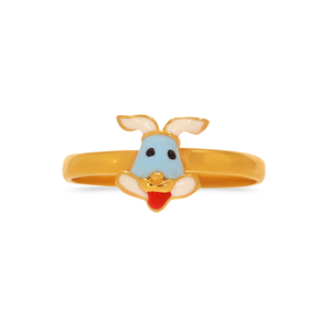 Adorable Puppy Kid's Gold <b>Ring</b> Charming <b>Cartoon</b> Elephant Head Blue and White Enamel Statement <b>Ring</b> with Gold Finish - Product Image 3