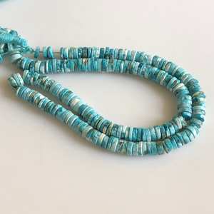 Cuentas de Piedra Natural Howlite Turquesa Lisa en Forma de Moneda Heishi para Fabricación de Joyas, Hilo GDS1737, Piedra Suelta - Product Image 5