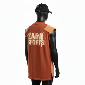 Chemise sans manches pour homme, tissu en coton premium, design en maille, broderie, logo personnalisé, 100% coton, t-shirt pour homme, coupe ample, imprimé - Product Image 4