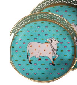 Plateaux et pots en céramique Pichwai en gros, motif animalier, design Art Déco pour la décoration intérieure, cadeaux de mariage, style indien - Product Image 5