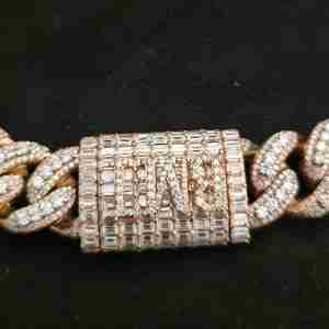 Elegant Full Iced Out 18MM <b>Link</b> <b>Cuban</b> <b>Chain</b> Moissanite Platinum Plated 925 Sterling <b>Silver</b> for Hip Hop Jewelry-Customized Gift - Product Image 4