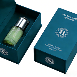 Emballage personnalisé pour huile de parfum pour homme, boîte cadeau magnétique noire et or de luxe avec laminage mat, gaufrage, logo imprimé recyclable - Product Image 3