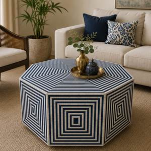 Mesa de Centro Opulenta con Incrustaciones de Hueso, Mueble de Mosaico Hecho a Mano, Centro de Mesa Elegante, Decoración de Interiores de Lujo para el Hogar - Product Image 3
