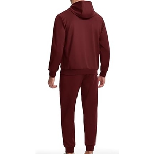 Ensemble de survêtement deux pièces pour homme en coton 100% - Pantalon de jogging imprimé et pantalon évasé avec motif uni pour l'hiver - Product Image 3