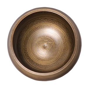 Bol chantant tibétain népalais fait main, gravé de mandalas de lotus et de géométries sacrées, pour la méditation et la guérison sonore - Product Image 1