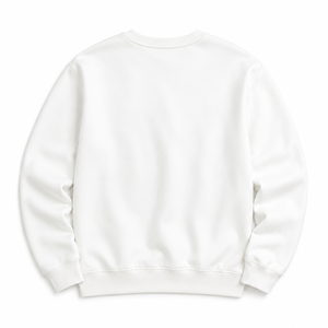 Custom <b>White</b> Oversized Crewneck <b>Sweatshirt</b> Cotton Fleece Drop Shoulder Loose Fit Pullover Chest Logo Unisex Streetwear Boxy Fit - Product Image 5