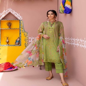 Charizma Elegant 3-Piece <b>Modest</b> Lawn Suit for Adults Riaz Arts Beautiful Stylish Chunri Style Breathable Dress <b>Set</b> Choli - Product Image 6