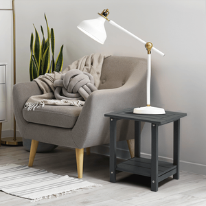 2-Tier Adirondack HDPE Outdoor <b>Side</b> <b>Table</b> Weather Resistant Dark Grey Patio End <b>Table</b> <b>Small</b> Outdoor Furniture - Product Image 6