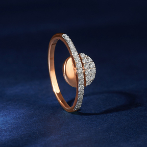Rose Gold <b>Diamond</b> Cocktail <b>Ring</b> Round Brilliant Cut Design Women's Luxury Engagement <b>Ring</b> - Product Image 1