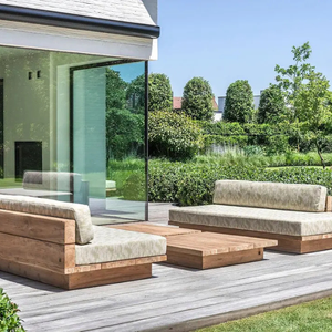 Muebles de Exterior, Juego de Sofás Magnus de Madera de Teca Sólida, Diseño Moderno y Sencillo, Duradero, para Parque, Villa, Hotel, Jardín, Patio, Terraza - Product Image 2
