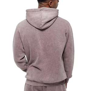 Conjunto de 2 Piezas de Sudadera con Capucha y Pantalones Acampanados con Cierre, 100% Algodón, Lavado Ácido, con Logotipo Personalizado para Hombre, Estilo Casual de Invierno - Product Image 5