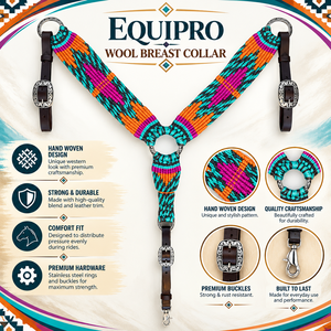 Collar de Pecho para Caballo Estilo Western Personalizado con Cuentas, Patrón Navajo, Cuero y Lana, Marca EQUIPRO, Modelo CUSTOMISE, Tallas COB/FULL/UP Uttar - Product Image 2