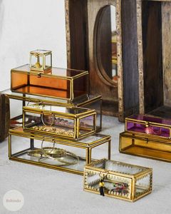 Glass Jewelry Box with Gold <b>Frame</b> Stackable Storage Organizer for Necklaces and Accessories - Product Image 5