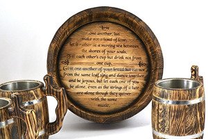 Mug en bois d'Inde au design classique avec des motifs organiques uniques inspirés de la nature pour la bière - Product Image 2