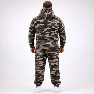 Ensemble de survêtement pour homme en molleton imprimé camouflage, grande taille, avec poches latérales, pull à capuche et pantalon de jogging, idéal pour l'hiver - Product Image 3