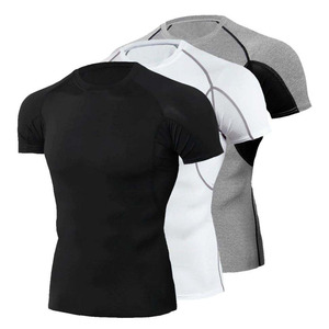 <b>Men</b> Regular Fit Turtleneck Short Sleeve Breathable Quick Dry Fitness Sports Training <b>Silk</b> Screen Printing Blank Formal <b>Shirt</b> - Product Image 1