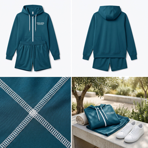 Conjunto Deportivo de Verano de Entrega Rápida, Unisex, con Logotipo Personalizado, Dos Piezas, Camiseta Casual de Manga Corta y Pantalones Cortos con Bolsillos con Cremallera - Product Image 5