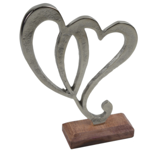 Triple Heart With Wooden Base Best Christmas Supplies Creative Ornaments for Home Table Desk Indoor <b>Decor</b> Trendy Sculptures - Product Image 2