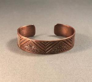 Etched Geometric Design <b>Copper</b> Alloy <b>Bangle</b> for Women Classic Style Party Jewelry with Certified Authenticity - Product Image 1