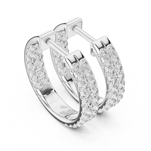 Boucles d'oreilles créoles géométriques de luxe en argent sterling certifiées IGI, bijoux fins minimalistes pour femmes, pour mariage et fiançailles - Product Image 2