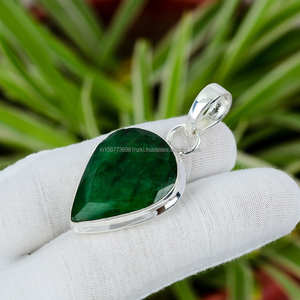 925 pendentif en argent Sterling pierre précieuse pendentif fait main cadeau de demoiselle d'honneur pendentif émeraude naturelle bijoux en argent - Product Image 3