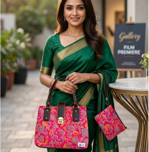 Sac fourre-tout en coton imprimé floral décontracté pour femmes avec fermeture à bouton, deux anses, grande capacité pour les voyages quotidiens - Product Image 1
