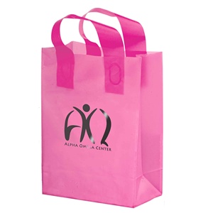 Bolsas con asa Softloop de HDPE LDPE con asas flexibles, logotipo personalizado al por mayor para embalaje, regalo de compras, utiliza bolsas de plástico - Product Image 1