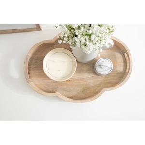 Elegante bandeja de madera con forma de nube, perfecta para aperitivos, bebidas y presentación en el hogar contemporáneo, hecha a mano en India. - Product Image 3
