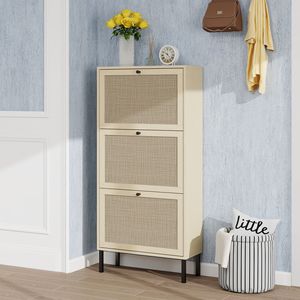 Scarpiera a 3 ante in rattan, mobiletto moderno autoportante per l'ingresso - Product Image 5