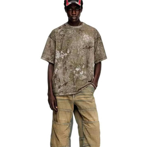 <b>Men's</b> Oversized Short Sleeve O-Neck Hip Hop Style 100% Cotton Jersey Breathable Eco-Friendly Contrast Trim T-Shirt - Product Image 5